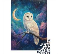 Owl Jigsaw Puzzles Puzzles for Adults Kids. 1000 Piece Branch Bending Moon Great Gifts Challenge Toy Home Decoration for Adults& Kids Age 14 Years Up 1000pcs (75x50cm)