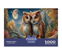 Owl Jigsaw Puzzles Puzzles for Adults Kids. 1000 Piece Moon Forest Impossible Challenge Toy Home Decoration for Gifts 52x38cm/1000pcs