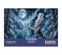 Owl Jigsaw Puzzles Puzzles for Adults Kids. 1000 Pieces Icy Forest Waterfall Challenge Toy Home Decoration for Adults& Kids Age 14 Years Up 70x50cm/1000pcs