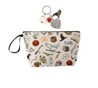 Owl Keychain & Pouch Set, Wizard Fan's Cosmetic Bag with Owl Pendant Keychain, Multi-purpose Storage Pouch Canvas Makeup Bag Travel Toiletry Bag Movie Cosmetic Bag Witchy Gifts for Magic Lovers