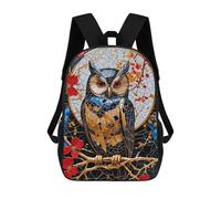 Owl Kintsugi Art Backpack, 3D Printed School Bag, School Lunch Bag, Travel Backpack, Friends Backpack, School Backpack for Girls And Boys 17inch