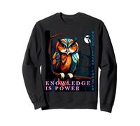 Owl - Knowledge is Power. Owl at Night with Full Moon Sweatshirt