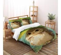 Owl Leaf Bedding Set Digital Printe Animal Themes Wildlife Duvet Cover Set 3 Pieces Chic Breathable Quilt Cover Universal for All Seasons with Pillowcase Super King(260x220cm)