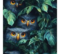 Owl Leaves Peel and Stick Wallpaper 3D Printed Forest Painted for Boys Girls Teen Bedroom Living Room Kitchen Removable Decor Wall Mural Paper 17.3"x78.7"