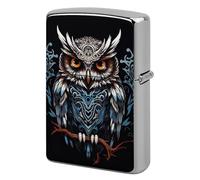 Owl Lighter Case Pouch Double-Sided Metal Lighter Sleeve Scratch & Drop Resistant Lighters Protector Fits Standard Kerosene Lighters Pocket Protective Cover for Camping Party