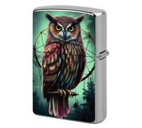 Owl Lighter Case Pouch Double-Sided Metal Lighter Sleeve Scratch & Drop Resistant Lighters Protector Fits Standard Kerosene Lighters Pocket Protective Cover for Camping Party