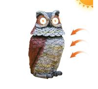 Owl lures to keep birds away, owl lures to scare birds, owl lure solar powered night light - realistic rotating head owl lure sculpture decorative ornaments