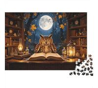 Owl Magic Library Jigsaw Puzzles 1000 Pieces Recycled Paper Moonlight Puzzle for Boy & Girl Fun Present & Activity for Home Great Gift for Child‘s Birthday 52x38cm/1000pcs