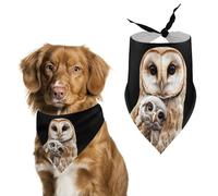 Owl Mama And Little Funny Dog Bandanas Puppy Triangle Scarf Washable Bib for Small Medium Large Pet