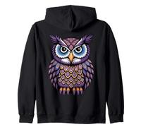 Owl Mandala Colorful Owl Zip Hoodie