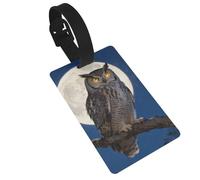 Owl Moon Night Luggage Tags for Suitcases - Durable PVC ID Tags with Detachable Straps for Travel, Backpack, Golf Bag, Anti-Loss