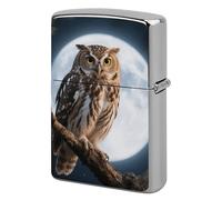Owl Moonlight Lighter Case Classic Pocket Lighter Cover Windproof Flip-Top Metal Lighters Sleeve Double-Sided Lighters Covers for Men Women