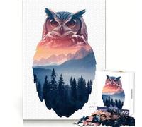 Owl Mountain Landscape Jigsaw Puzzles for Adults 1000 Pieces Brain Workout Toy Relaxing Fun Art Assembly (50x75cm)
