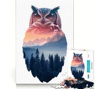 Owl Mountain Landscape Jigsaw Puzzles for Adults 1000 Pieces Brain Workout Toy Relaxing Fun Art Assembly (38x52cm)