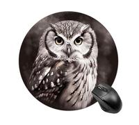 Owl Mouse Pad Funny Round Mousepad Anti-Slip Rubber Mouse Mat Laptop Desk Accessories 7.8 X 7.8 Inch for Office and Home Use