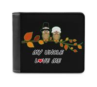 Owl My Uncle Loves Me Men's Bifold Wallet Slim Cash Card Holder Leather Purse