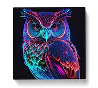 Owl Neon Art Canvas Wall Art Print 20x20 Inch