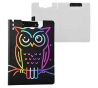 Owl Neon Clipboard a4 Clip Board Foldover Document Folder Files for Paperwork with Clips Lightweight Plastic