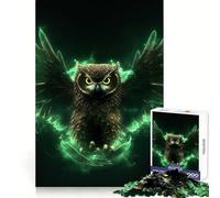 Owl Neon Green Glow Jigsaw Puzzles for Adults 1000 Piece Mind Puzzle Slow Enjoy Image Assembly Perfect Present (50x75cm)