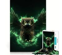 Owl Neon Green Glow Jigsaw Puzzles for Adults 1000 Piece Mind Puzzle Slow Enjoy Image Assembly Perfect Present (50x75cm)