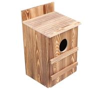 Owl Nesting Box for Outside, Wooden Owl House with Round Opening and Scratching Poles, Ventilated Outdoor Birdhouse for Small Birds, and House
