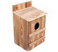 Owl Nesting Box for Outside, Wooden Owl House with Round Opening and Scratching Poles, Ventilated Outdoor Birdhouse for Small Birds