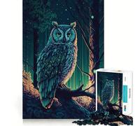 Owl Night Jigsaw Puzzle for Adults 1000 Pieces Boost Recall Leisure Fun Accurate Edge Lovely Present (38x52cm)