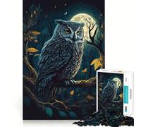 Owl Night Jigsaw Puzzles 1000 Pieces for Teenagers Brain Skill Family Joy Exact Edge Memorable Gift (38x52cm)
