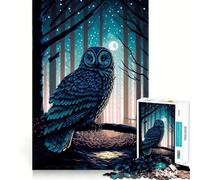 Owl Night Moon 1000 Pieces Jigsaw Puzzles for Adults Brain Challenge Toy Indoor Play Precise Cut Fine Art Piece (50x75cm)
