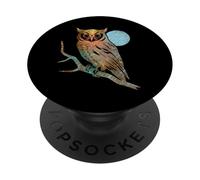 Owl night moon beautiful moonlight pretty colors cute sleepy PopSockets Adhesive PopGrip
