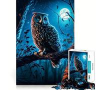 Owl Night Moon Hard Jigsaw Puzzle for Adults 1000 Pieces Boost Memory Soothing Play Premium Cut Perfect Present (50x75cm)
