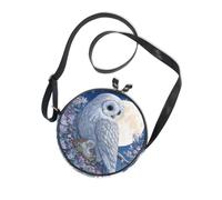 Owl Night Moon Round Small Crossbody Bag for Women Practical with Adjustable Strap Over The Shoulder Purse Take a walk Canvas Messenger Purse