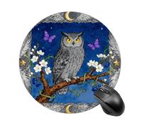 Owl Oak Berry Mouse Pad Round Laptop Mouse Mat Cute Computer Mousepad Keyboard Pad Non-Slip Desk Pads for Gaming Office Work Home