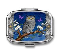 Owl Oak Berry Pill Box 2 Compartments Portable Travel Pill Case Mini Medicine Organizer for Pocket Purse Metal Waterproof Medicine Container Holder Vitamin Fish Oil