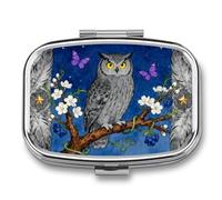 Owl Oak Berry Pill Box Travel Pill Organizer 2-Compartment with Mirror Design Portable Square Medicine Case for Vitamins, Jewelry & Essentials Durable Pocket Pillcase for Purse, Camping