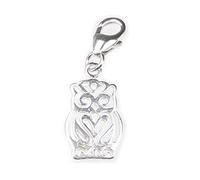 Owl on 9mm clip small sterling silver charm .925 x 1 Owl charms
