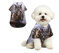 Owl on a Branch Dog Shirts Hawaii Dog Clothes Cool Breathable Pet Summer Polo T-Shirts for Hot Days