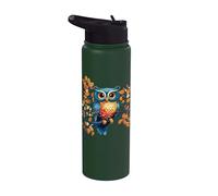 Owl on a Branch on a Tree with Colored Leaves Owls Stainless Steel Insulated Water Bottle