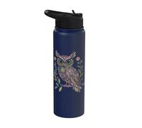 Owl on a Branch on a Tree with Colored Leaves Owls Stainless Steel Insulated Water Bottle