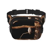 Owl on a branch Pattern trendy fashionable waist bag, unisex travel sports messenger bag