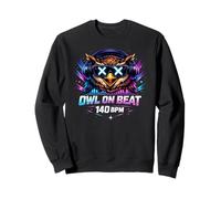Owl On Beat 140 BPM - Techno Rave Motif for Electronic Music Sweatshirt