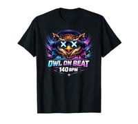 Owl On Beat 140 BPM - Techno Rave Motif for Electronic Music T-Shirt