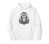 Owl On Branch Black Line Art Pullover Hoodie