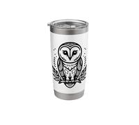 Owl On Branch Black Line Art Stainless Steel Insulated Tumbler