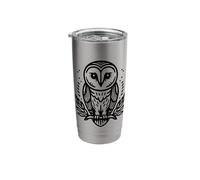 Owl On Branch Black Line Art Stainless Steel Insulated Tumbler