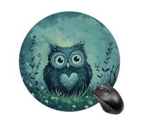 Owl on Meadow Round Gaming Mouse Pad Non-Slip Rubber Base Mousepad Travel Office Mousepads for Desk Funny Waterproof Computer Mouse Mat Cute Laptop Mouspad 7.8x7.8 Inch
