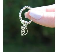 Owl on Silver Ball Bead Ring
