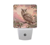 Owl on The Branch Night Light Dusk to Dawn Sensor LED Night Dimmable Nightlight Lights Plug into Wall for Bedroom