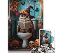 Owl on The Toilet Puzzles for Adults Teens 1000pc Puzzle,Help The Brain Exercise Addictive Toys to Cultivate Patience Parent-child Interaction (38x26cm)