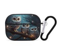 Owl on Tree AirPods Pro 2 Case Cover, Shockproof Hard Shell Protective Case for Women Men, Compatible with Airpod Pro Case 2nd/1st Generation with Keychain-Black